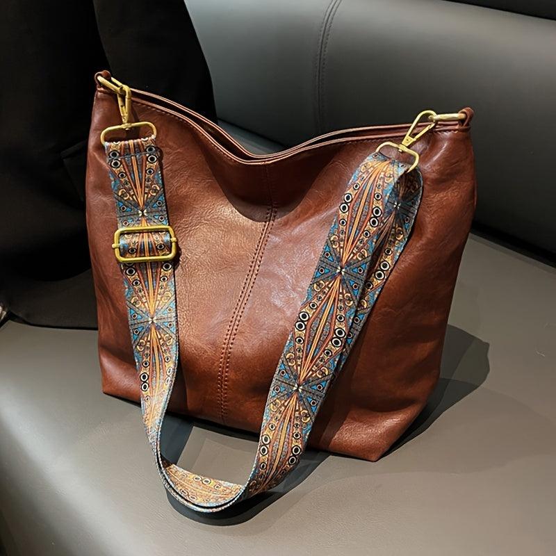 Embjørg | Classic Shoulder Bag with Adjustable Patterned Strap